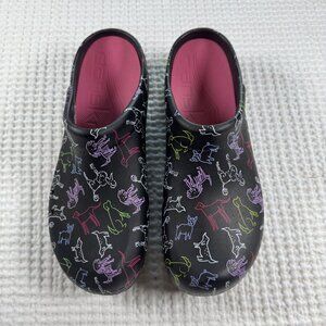Dansko Womens Black Kane Dogs Mule Clogs Sz 40